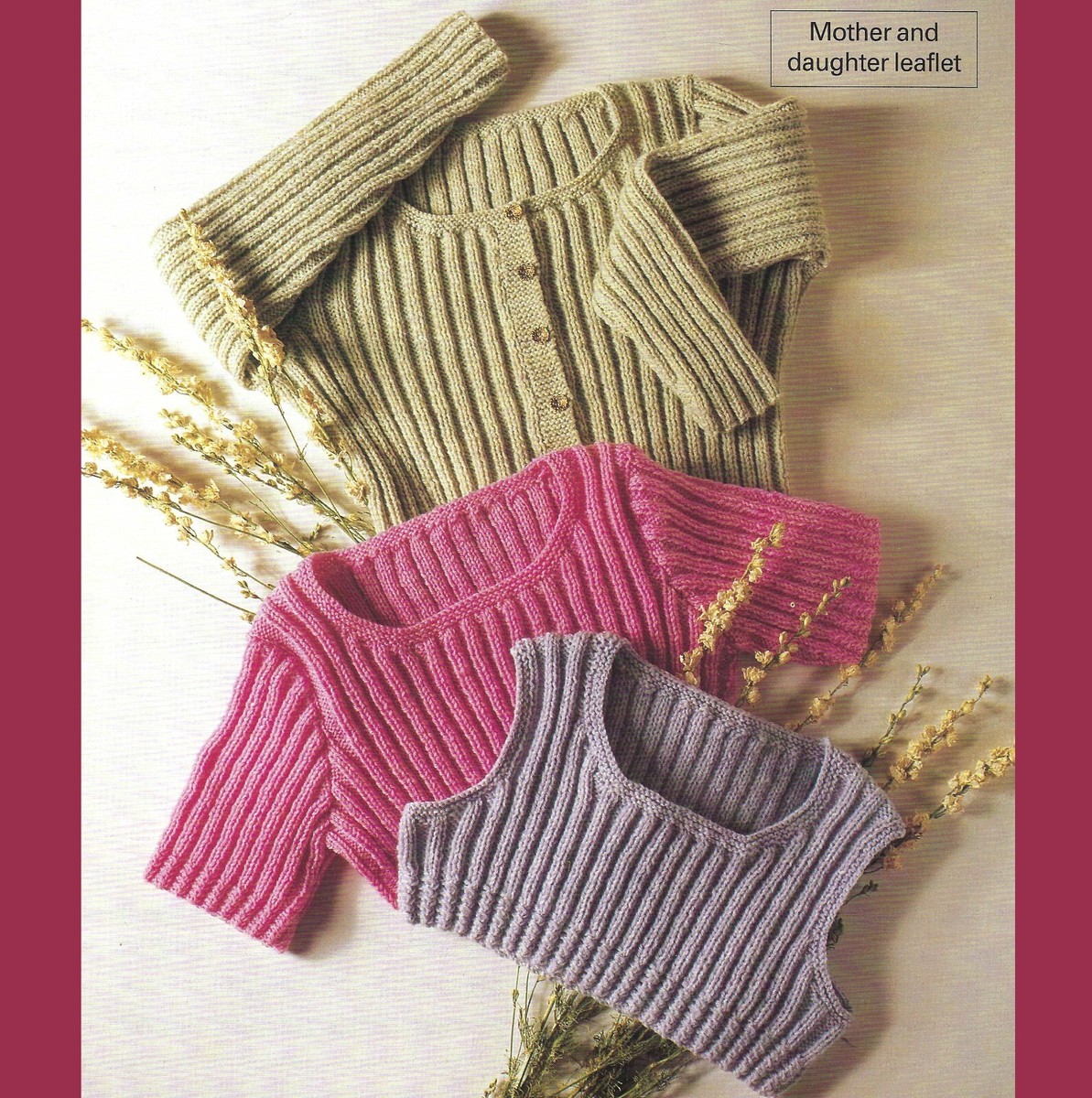Mother and Daughter Crop Top And Cardigan Set Vintage Knitting Pattern  Reprint