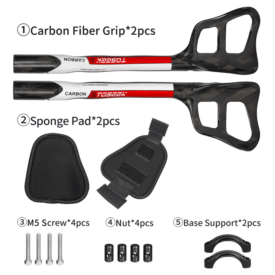 TOSEEK Fibra de Carbono Resto Manillar Bicicleta Carretera Contrarreloj Bicicleta Aero Bar 31.8mm Foto 3 de 4