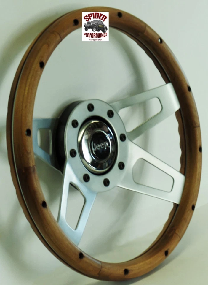 Grant 13 1/2" walnut wood steering wheel for 1976-1995 Jeep - Image 2 of 4