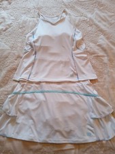 Ladies White/Turquoise Tennis outfit: top & skirt Size: UK - XL