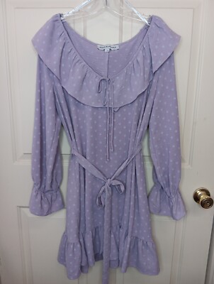 Emma & Michele Lavender Floral Ruffle Dress Size Large Boho Cottagecore EUC 