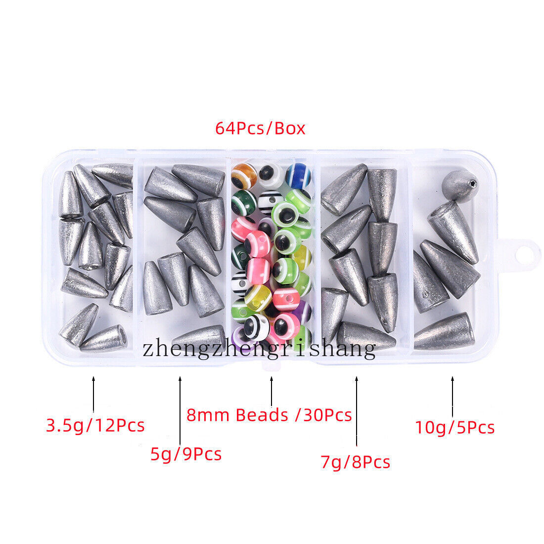 64Pcs/Box Pieces Bullet Fishing Sinkers Weights $Fishing Lure