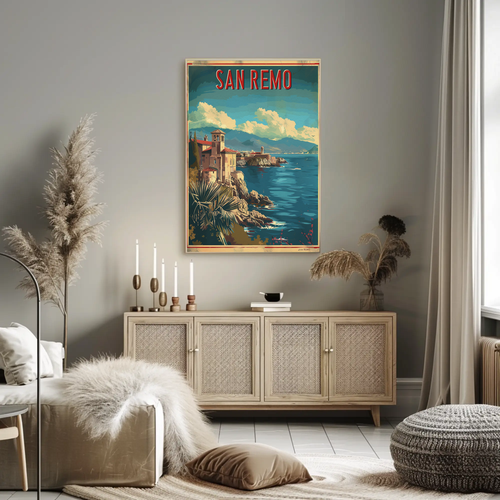 San Remo Italian Riviera Coastline Travel Poster - Picture 3 of 20