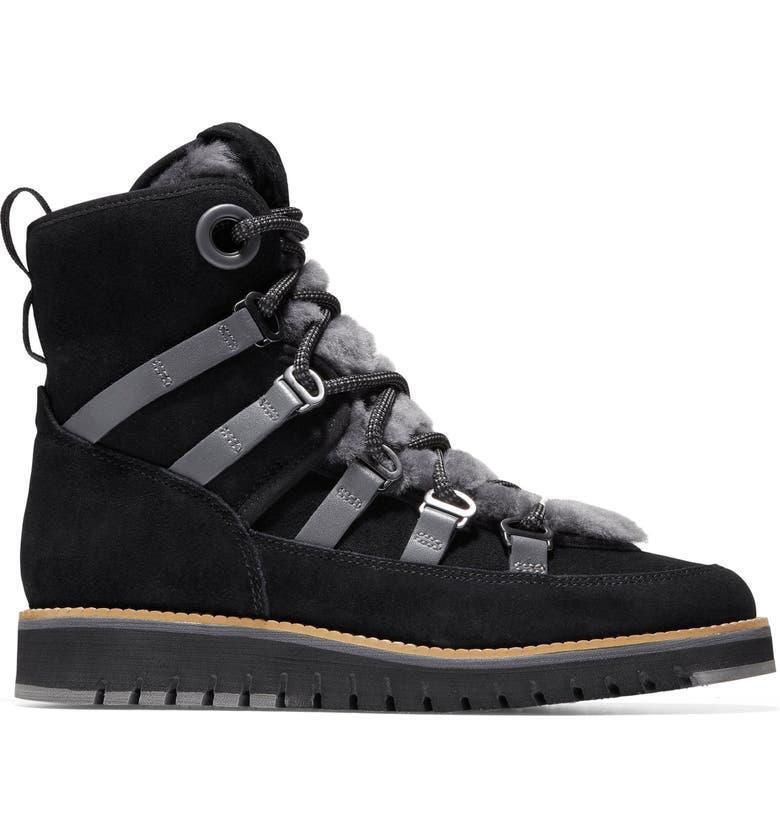 Cole Haan Womens Zerogrand Luxe Hiker Boots W22608 Black Fur Cole Haan Womens Zerogrand Luxe Hiker Boots W22608 Black Fur