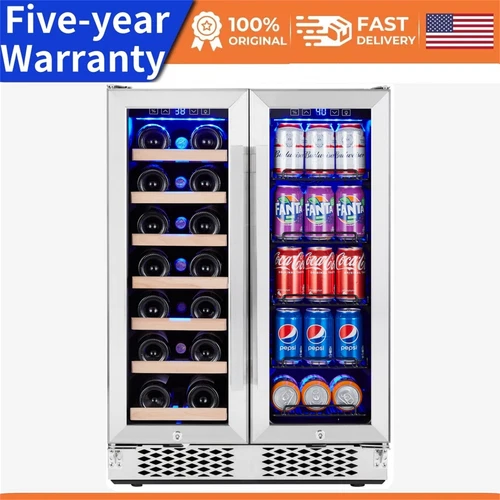Wine and Beverage Refrigerator 20 Bottles and 78 Cans Dual Zone Wine Cooler 
