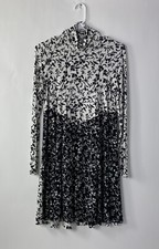 Asos Women's Size 4US Turtleneck Swing Dress Colorblock Black and White Floral 