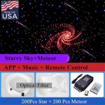 16W RGBW Fiber Optic Star Ceiling Machine Kit 400pcs Fibers APP Music Control US