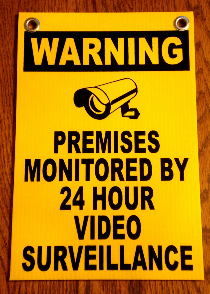 HARRINGTON SIGNS WARNING PREMISES MONITORED 24 HOUR VIDEO SURVEILLANCE SIGN 8x12 NEW