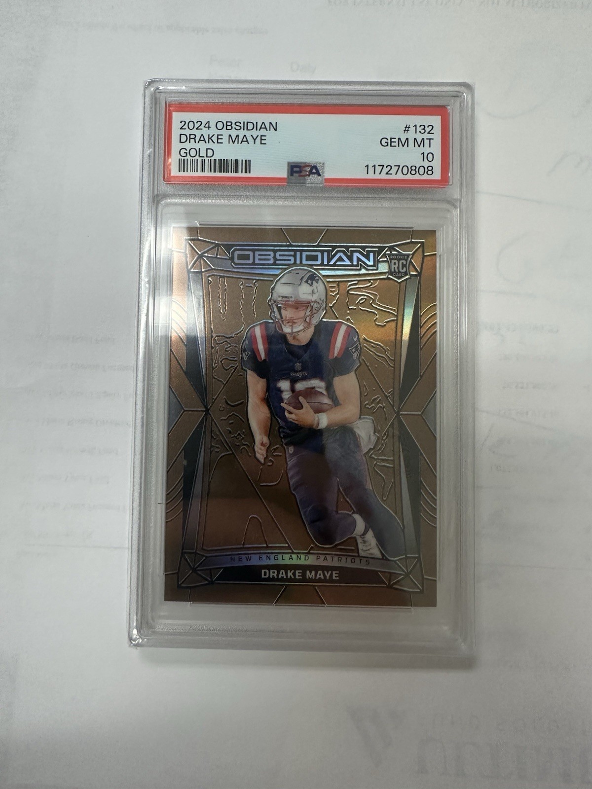 2024 PANINI OBSIDIAN FOOTBALL GOLD #132 DRAKE MAYE 4/10 PSA 10 GEM MT (RC) SSP