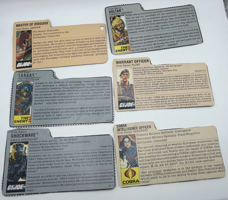 GI Joe Lote de 23 Tarjetas de Archivo COBRA Todas Tarjetas de Archivo Vintage Foto 4 de 4
