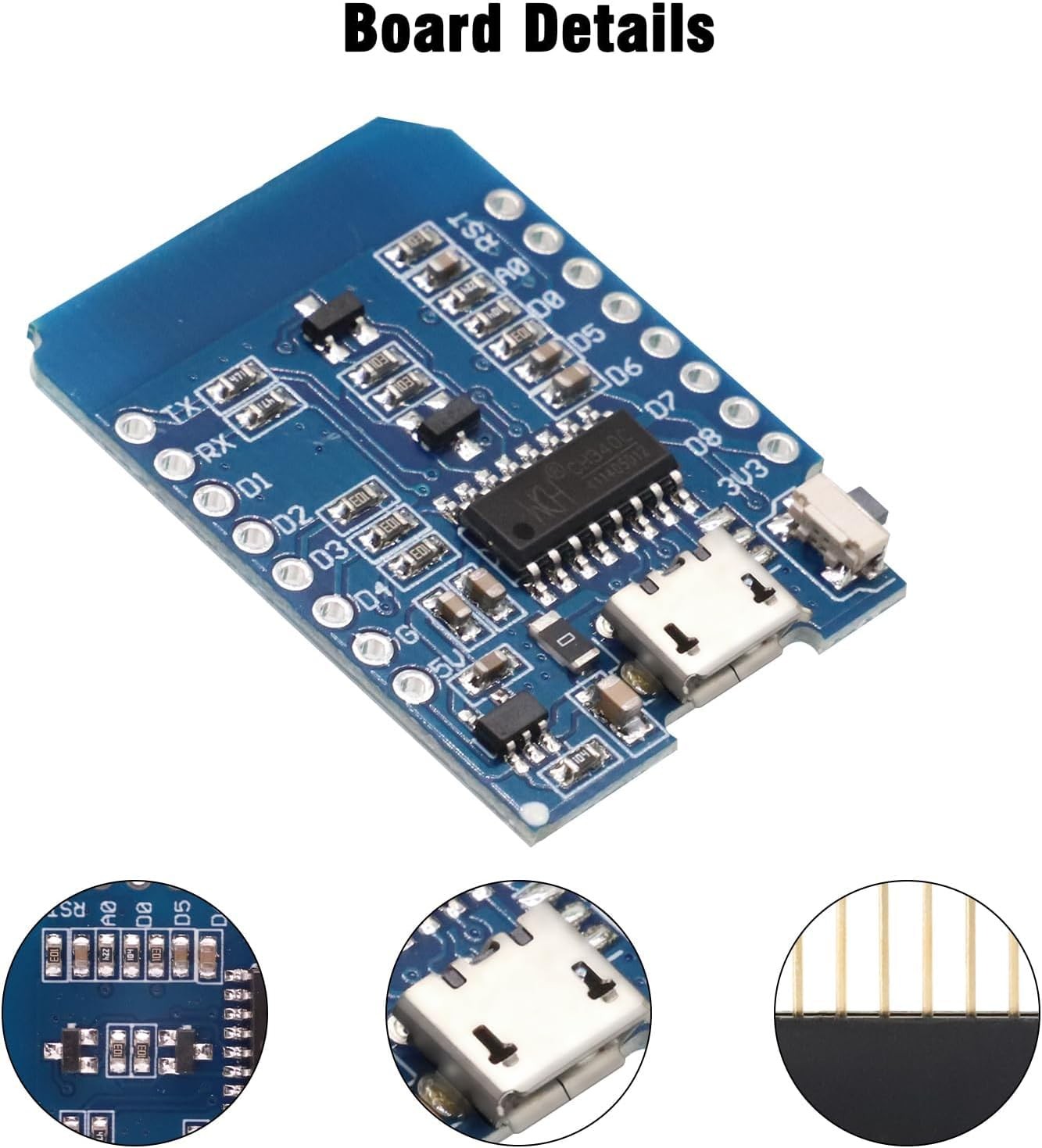 ESP Board NodeMCU module WLAN ESP-12F CH340G pour microcontrôleur IoT Wi-Fi 5 pièces