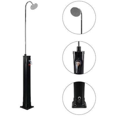 7FT Solar-Heated Outdoor Shower Pool shower W/ Shower Head and Foot Shower Tap