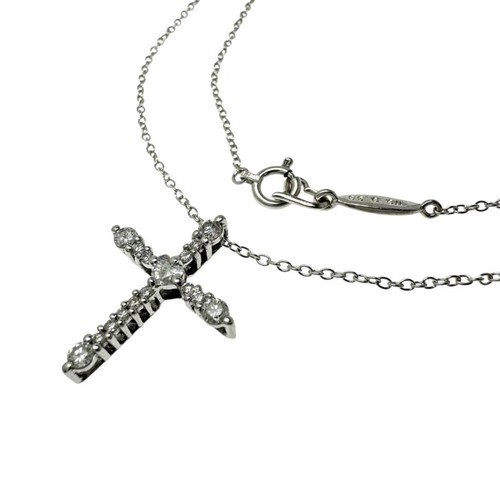 Aaker Necklace Cross K18WG Diamond