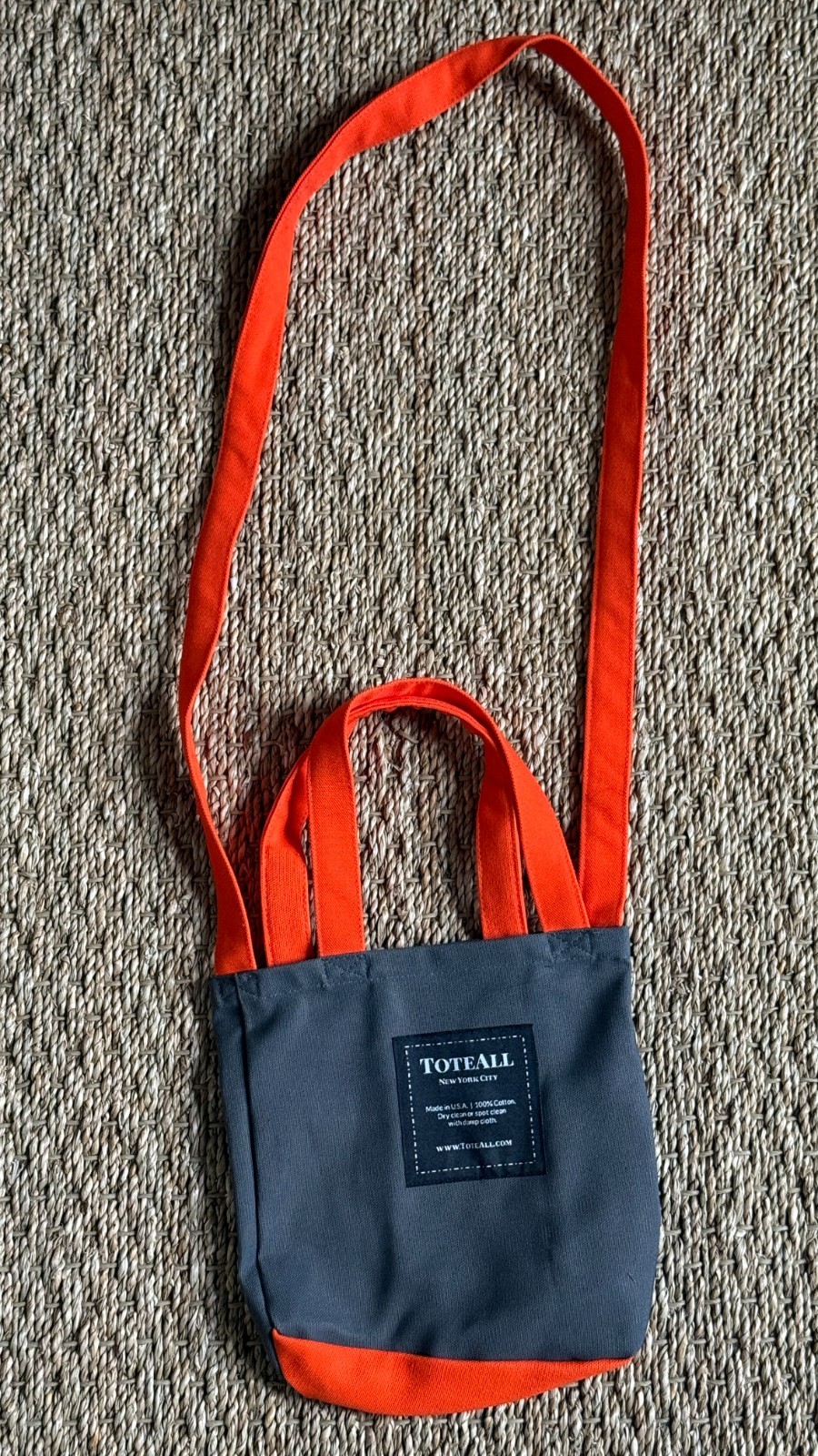 ToteAll Small Tote Bag: Grey with Orange
