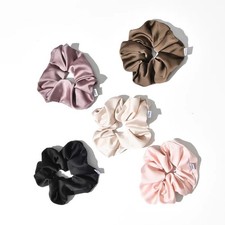 Luxury Satin Scrunchie Set - 5-Pack Hair Accessories for All Hair Types -