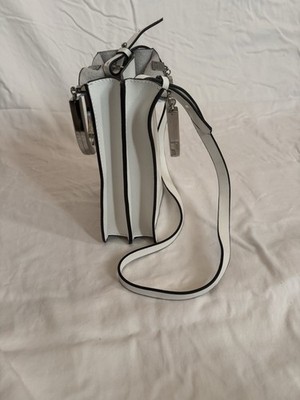 Zara white Leather Crossbody With Silver Metal Handles