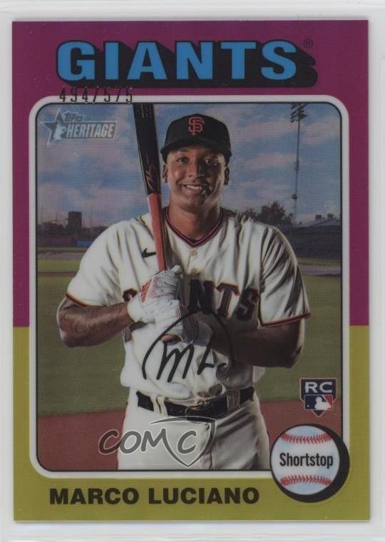 2024 Topps Heritage Chrome Refractor 494/575 Marco Luciano #391 12wz