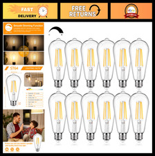 12-Pack Vintage LED Edison Bulbs, 60W Equivalent, Dimmable 800 Lumens, 2700K War