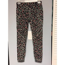 Sweaty Betty Power 7/8 Leggings Green Pink Leopard Animal Print SB5400A Small