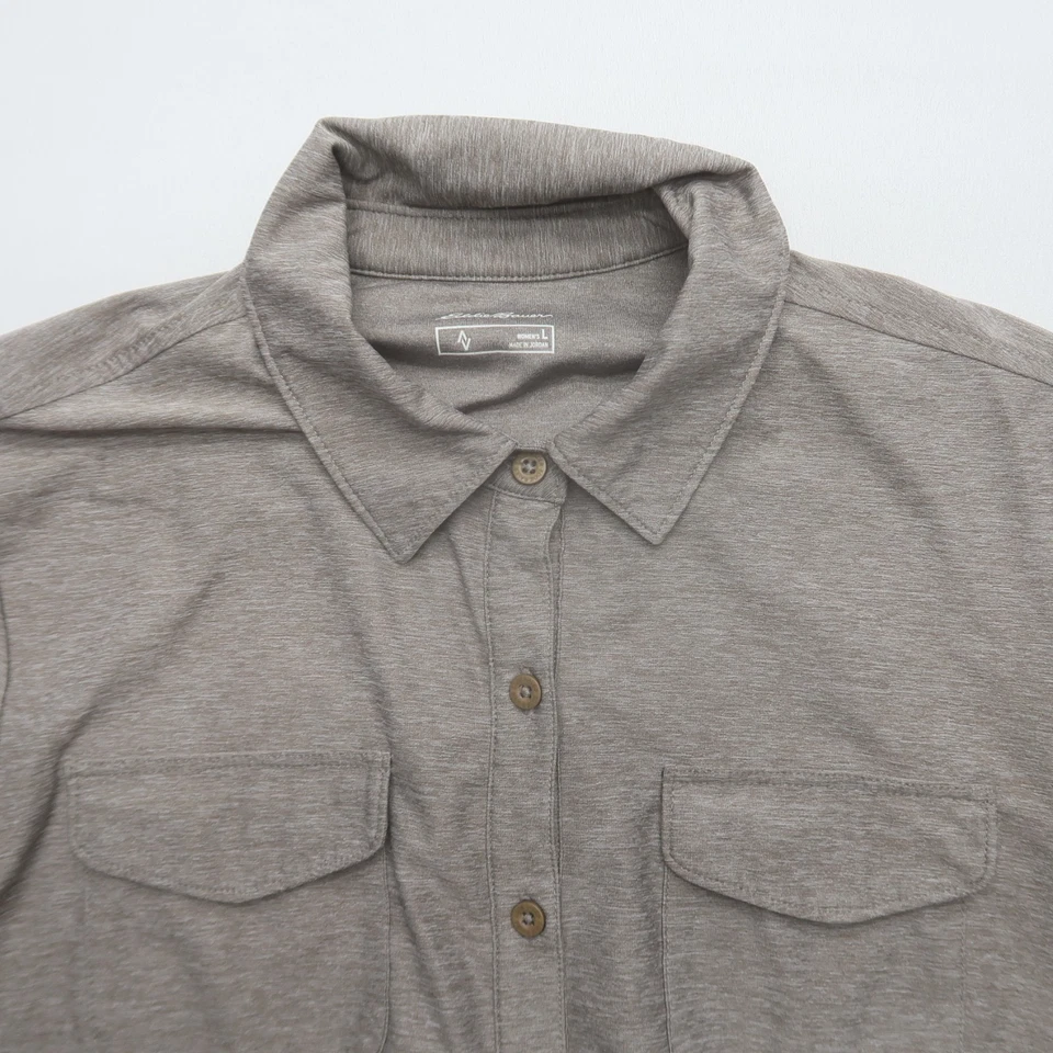 Camisa de Senderismo Eddie Bauer Para Mujer Abotonada Grande Manga Larga Elástica Rendimiento Foto 3 de 4