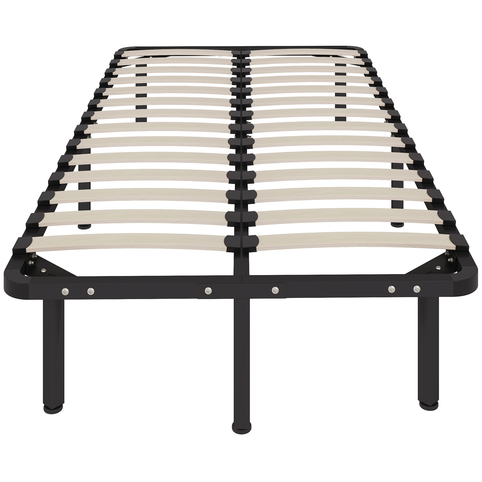 HOMCOM 3ft Single Bed Frame, Metal Platform Bed Frame with 2 x 14 Wood Slats