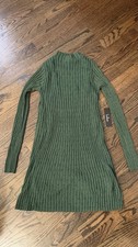 Lulus Women's Green Mini Sweater Dress Lined Long Sleeve Size Small Holiday NWT