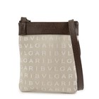 Authentic Bvlgari Logo Mania Leather Canvas Shoulder Bag Beige Brown Used F/S
