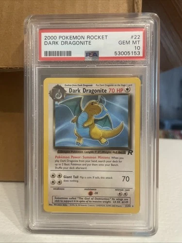 2000 P TEAM ROCKET #22/82 DARK DRAGONITE NON HOLO PSA 10 GEM MINT