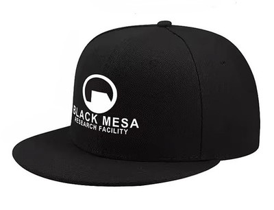 BLACK MESA Logo - Half Life (1 & 2) FLAT BILL Snapback Ballcap Hat - Black