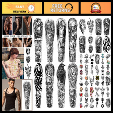 Full Arm Sleeve Temporary Tattoos - 46 Sheets Realistic Designs for Men Women,