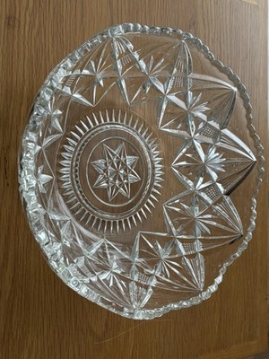 Amerikanische Glasschale im Stil einer Brillantzeit - schwerer handgeschliffener Kristall