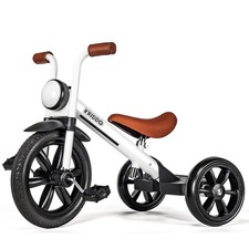 Kids Tricycle, 12 Inch Puncture Free Wheel w Front Light, Adjustable Seat Hei...