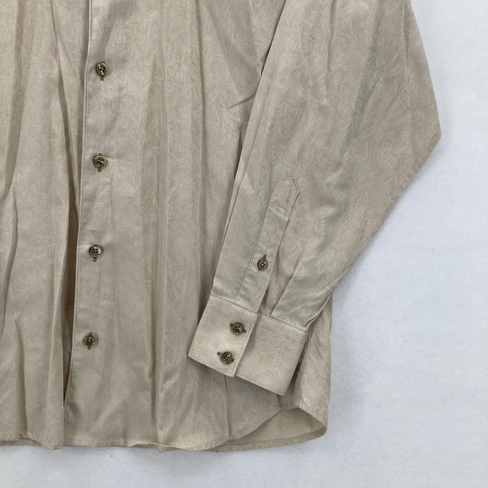 Bertigo Masterpiece Dress Shirt Mens Large Beige Jacquard Button Down Flip Cuff - Image 3 of 4