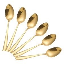 Cheffinger, Lot de 6 cuillères à dessert 14,5 cm inox, or