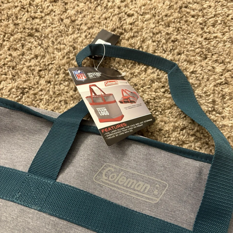 Philadelphia Eagles NFL Coleman Brand Crosshatch 16-Can Cooler Tote Bag New NWT - Image 4 of 4