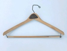 Vintage CHRISTIAN DIOR Paris Wood Clothes Hanger w Pants Trouser Bar Clamp