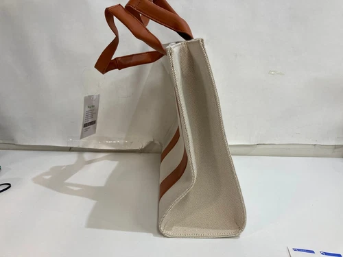 Tote Bag With Included Shoulder Strap 2 Compartments Tan & Brown NEW - Picture 3 of 8