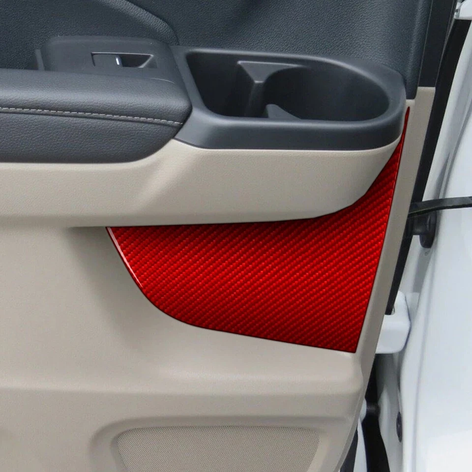 Cubierta de panel de puerta trasera de fibra de carbono roja para Honda Ridgeline Passport Pilot Foto 4 de 4