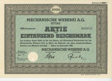 Akcje 1000 RM 1940 Mechanische Weberei AG Zittau nr 00870