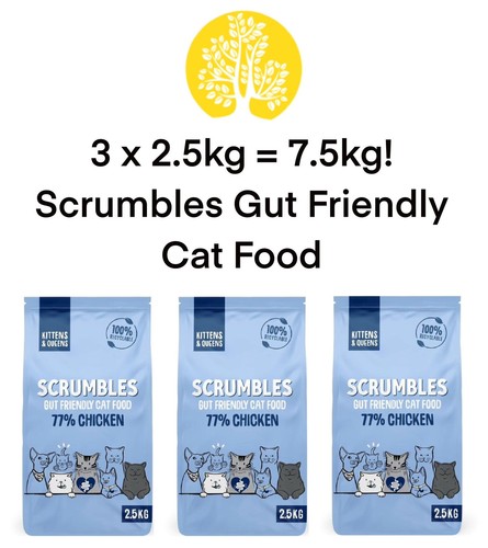 2,5 kg x3 Scrumbles Kittens & Queens Katzentrockenfutter Probiotika 77% Huhn BBE01/25 - Bild 1 von 4