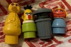 Vtg Fisher-Price Little People Sesame Street Cookie Monster Bert Prairie Dawn Bi
