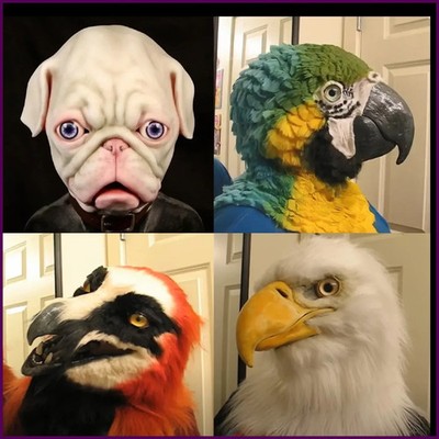 Eagle mask Eagle hood Halloween simulation animal Bulldog Parrot Old man