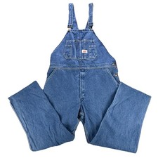 Round House Bib Overalls Men's Size 42x30 Blue Denim Carpenter Jeans