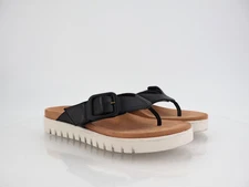 Vionic Uptown Marin Sandals Slides Platform Chunky Black Leather Size 9.5 Thong