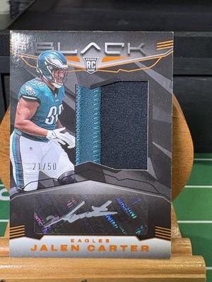 2023 Panini Black Rookie Patch Autograph Jalen Carter RPA /50 (AU, MEM, RC)