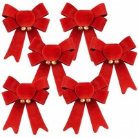 Weihnachtsschleife Dekoschleife Samtschleife 6 Er Set 13X11Cm Rot Weihnachten