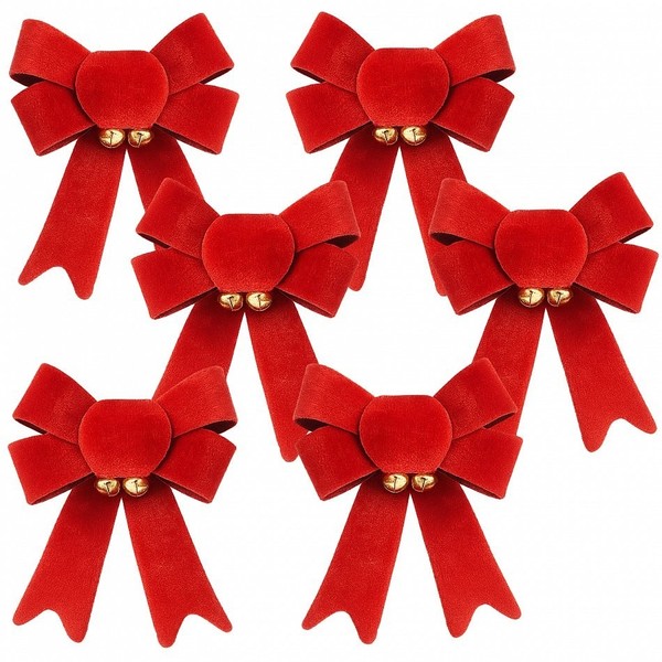 Weihnachtsschleife Dekoschleife Samtschleife 6 Er Set 13X11Cm Rot Weihnachten-image