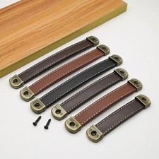 1pc Square Leather Handle With Screws Cabinet Pulls Furniture Hardware