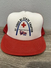 Vintage St. Louis VP Fair Trucker Hat San Sun 80s SnapBack 1986 Missouri Red