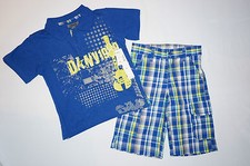 NWT 52 DKNY 2PC shirt short set BOY size 4T blue